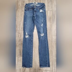 Abercrombie & Fitch Women's Distressed Straight Leg Jeans - Blue
